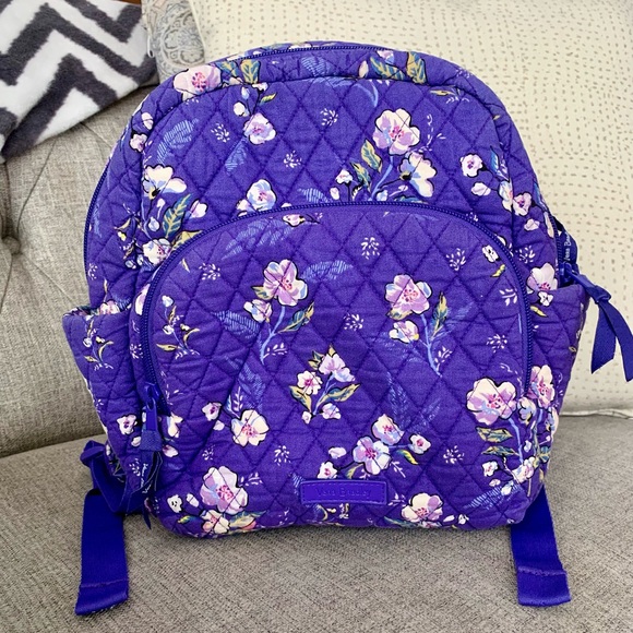 Vera Bradley Cotton Wild Roses Floral Small Travel Backpack - Picture 8 of 14